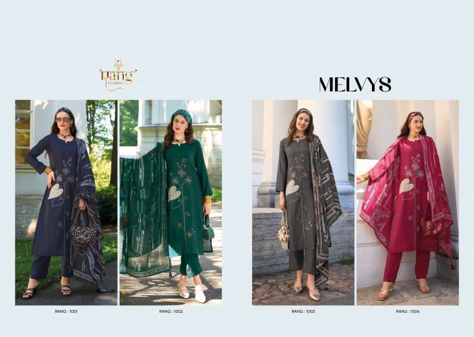 Melvys By Rang Muslin Embroidery Printed Salwar Kameez Wholesale Price In Surat